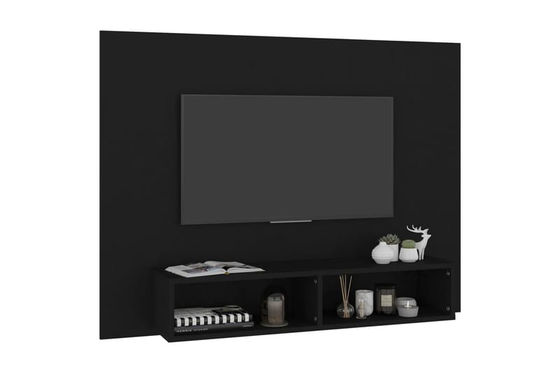 Väggmonterat tv-skåp svart 120x23,5x90 cm spånskiva - Svart - TV-skåp