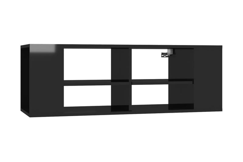 Väggmonterat tv-skåp svart högglans 102x35x35 cm spånskiva - Svart - TV-skåp