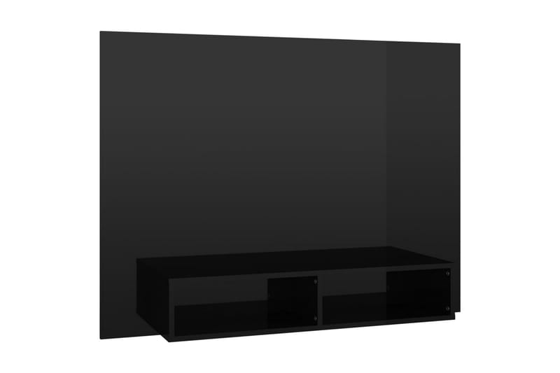 Väggmonterat tv-skåp svart högglans 120x23,5x90 cm spånskiva - Svart - TV-skåp