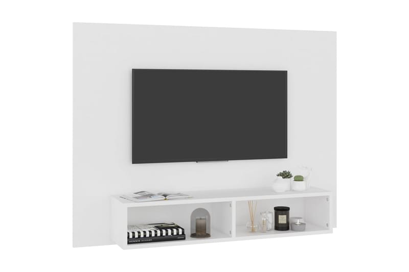 Väggmonterat tv-skåp vit 120x23,5x90 cm spånskiva - Vit - TV-skåp