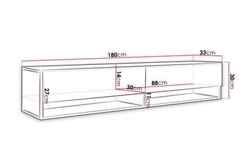 Vägghängd Tv Bänk 180 cm med Förvaring i Målat Trä - Svart - Möbler - TV- & Mediamöbler - TV bänk & mediabänk
