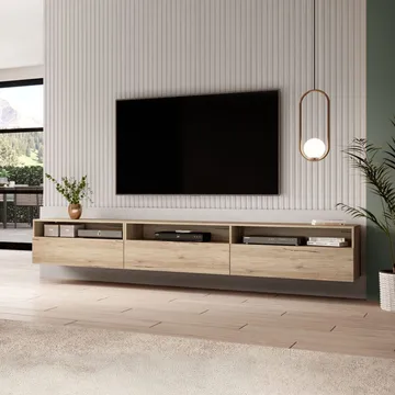 Vägghängd Tv-bänk Baros 3 fällbar dörr - San Remo Ek Ljus Laminat - Möbler - TV- & Mediamöbler - TV bänk & mediabänk