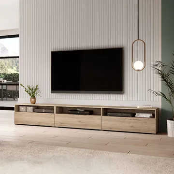 Vägghängd Tv-bänk Baros 3 fällbar dörr - San Remo Ek Ljus Laminat - Möbler - TV- & Mediamöbler - TV bänk & mediabänk