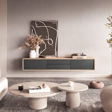 Vägghängd TV-bänk Frida 2 luckor med 2 lådor upp - Antracit - Möbler - TV- & Mediamöbler - TV bänk & mediabänk