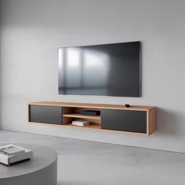 Vägghängd TV-bänk Frida 2 luckor upp - Antracit - Möbler - TV- & Mediamöbler - TV bänk & mediabänk