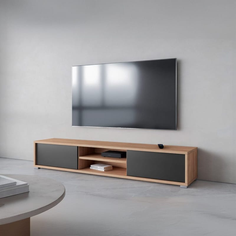 Vägghängd TV-bänk Frida 2 luckor upp - Antracit - Möbler - TV- & Mediamöbler - TV bänk & mediabänk