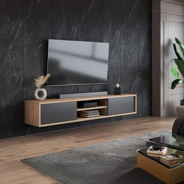 Vägghängd TV-bänk Frida 2 luckor upp - Antracit - Möbler - TV- & Mediamöbler - TV bänk & mediabänk