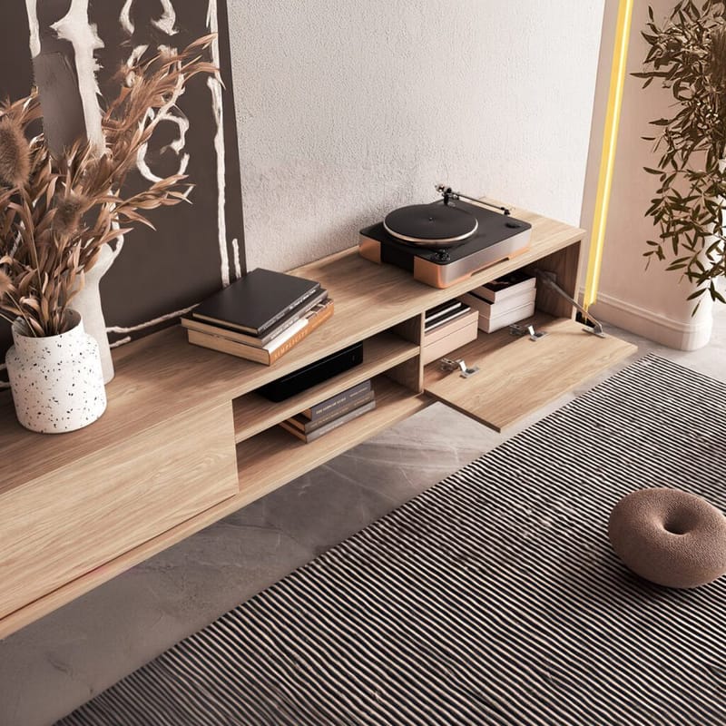 Vägghängd TV-bänk Frida 2 luckor upp - Oljad Ek - Möbler - TV- & Mediamöbler - TV bänk & mediabänk