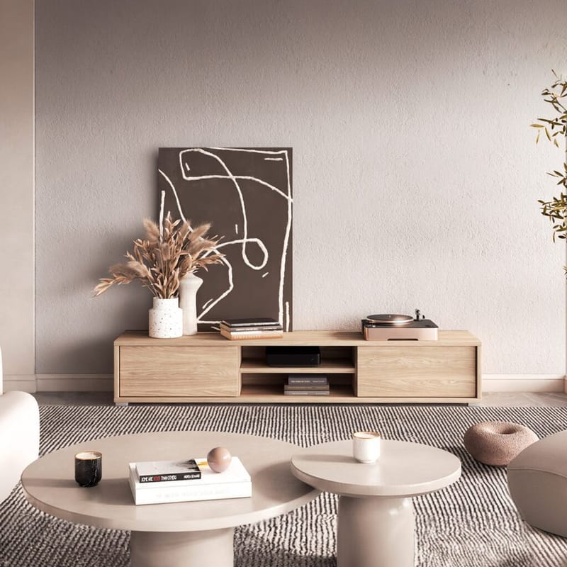 Vägghängd TV-bänk Frida 2 luckor upp - Oljad Ek - Möbler - TV- & Mediamöbler - TV bänk & mediabänk