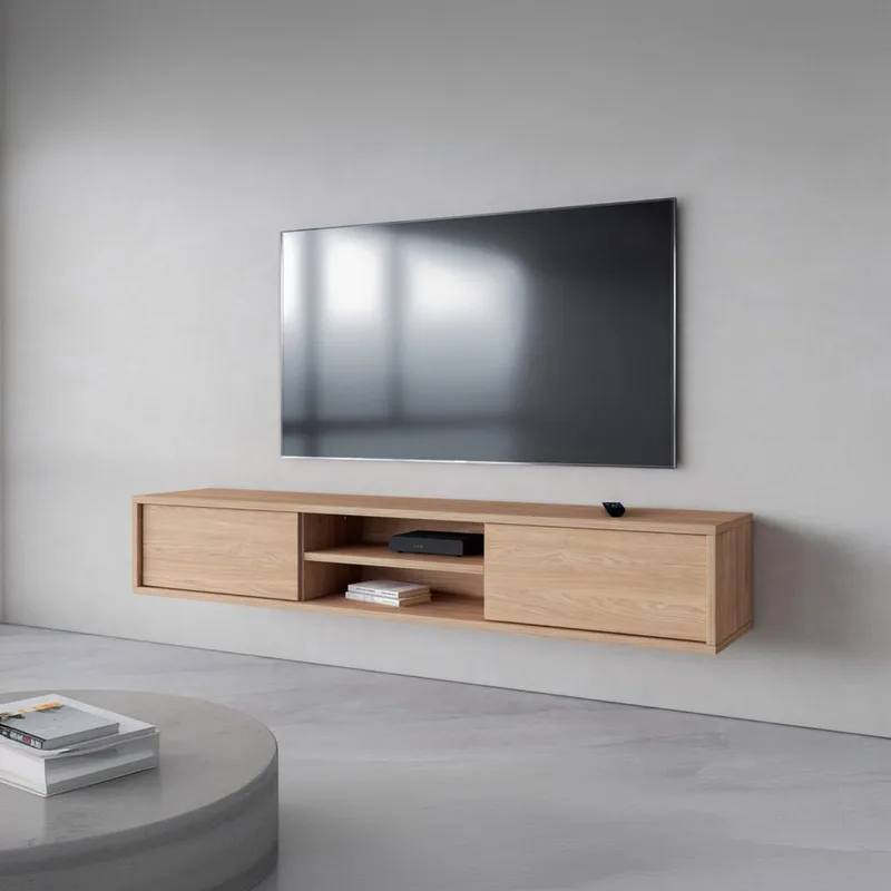 Vägghängd TV-bänk Frida 2 luckor upp - Oljad Ek - Möbler - TV- & Mediamöbler - TV bänk & mediabänk