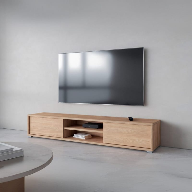 Vägghängd TV-bänk Frida 2 luckor upp - Oljad Ek - Möbler - TV- & Mediamöbler - TV bänk & mediabänk
