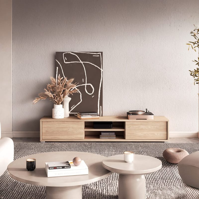 Vägghängd TV-bänk Frida 2 luckor upp - Oljad Ek - Möbler - TV- & Mediamöbler - TV bänk & mediabänk