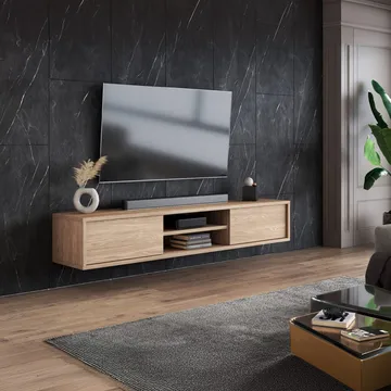 Vägghängd TV-bänk Frida 2 luckor upp - Oljad Ek - Möbler - TV- & Mediamöbler - TV bänk & mediabänk