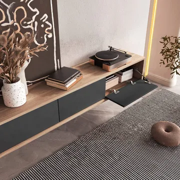 Vägghängd TV-bänk Frida 3 luckor upp - Antracit - Möbler - TV- & Mediamöbler - TV bänk & mediabänk