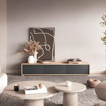 Vägghängd TV-bänk Frida 3 luckor upp - Antracit - Möbler - TV- & Mediamöbler - TV bänk & mediabänk