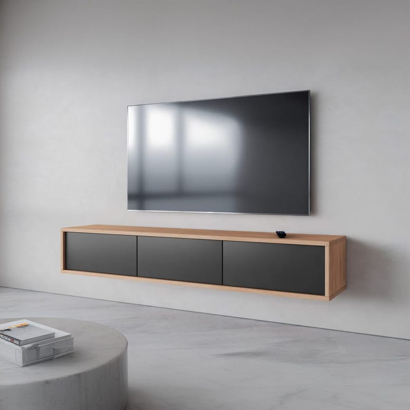 Vägghängd TV-bänk Frida 3 luckor upp - Antracit - Möbler - TV- & Mediamöbler - TV bänk & mediabänk