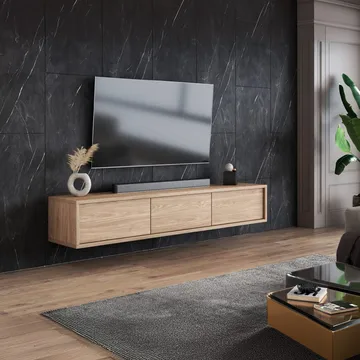 Vägghängd TV-bänk Frida 3 luckor upp - Oljad Ek - Möbler - TV- & Mediamöbler - TV bänk & mediabänk