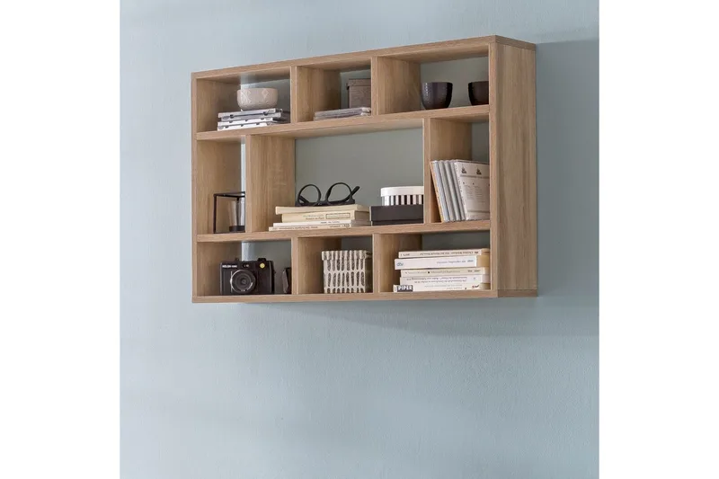 Vägghylla Wohnling melaminbelagd spånskiva, bokförvaring, väggmonterad, modern stil Sonoma - Sonoma - Förvaring - Hylla - Vägghylla