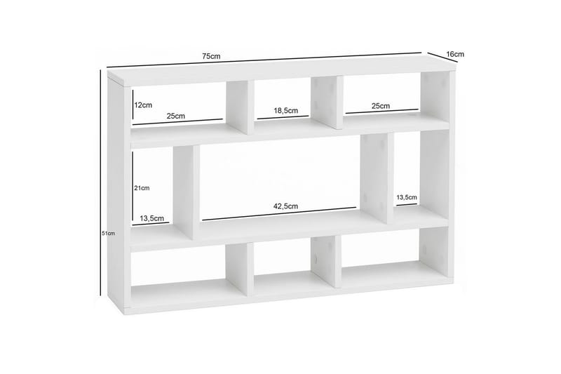 Vägghylla Wohnling melaminbelagd spånskiva, bokförvaring, väggmonterad, modern stil Vit - Vit - Möbler - TV- & Mediamöbler - TV-hylla