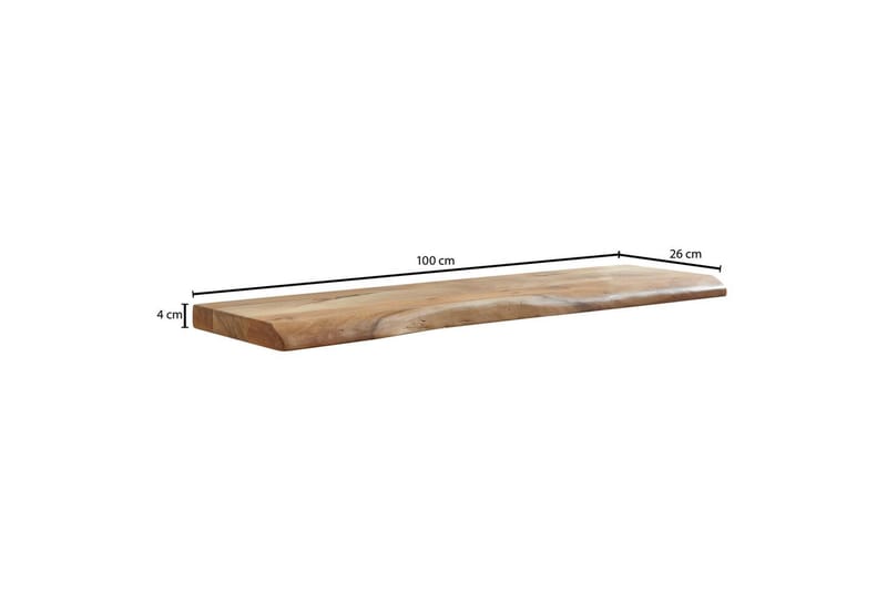 Vägghylla Wohnling träkant, massivt trä, flytande hylla, lantlig stil 100 cm - 100 cm - Möbler - TV- & Mediamöbler - TV-hylla