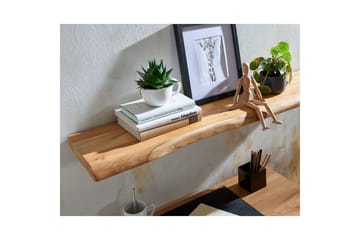 Vägghylla Wohnling träkant, massivt trä, flytande hylla, lantlig stil 100 cm - 100 cm - Möbler - TV- & Mediamöbler - TV-hylla