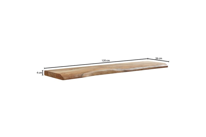 Vägghylla Wohnling träkant, massivt trä, flytande hylla, lantlig stil 120 cm - 120 cm - Möbler - TV- & Mediamöbler - TV-hylla
