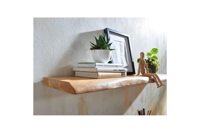 Vägghylla Wohnling träkant, massivt trä, flytande hylla, lantlig stil 120 cm - 120 cm - Möbler - TV- & Mediamöbler - TV-hylla