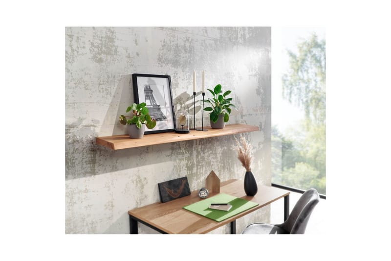 Vägghylla Wohnling träkant, massivt trä, flytande hylla, lantlig stil 140 cm - 140 cm - Möbler - TV- & Mediamöbler - TV-hylla