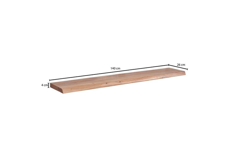 Vägghylla Wohnling träkant, massivt trä, flytande hylla, lantlig stil 140 cm - 140 cm - Möbler - TV- & Mediamöbler - TV-hylla