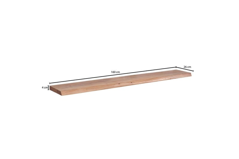 Vägghylla Wohnling träkant, massivt trä, flytande hylla, lantlig stil 160 cm - 160 cm - Möbler - TV- & Mediamöbler - TV-hylla