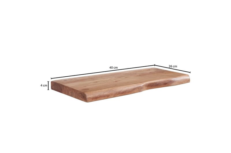Vägghylla Wohnling träkant, massivt trä, flytande hylla, lantlig stil 40 cm - 40 cm - Möbler - TV- & Mediamöbler - TV-hylla