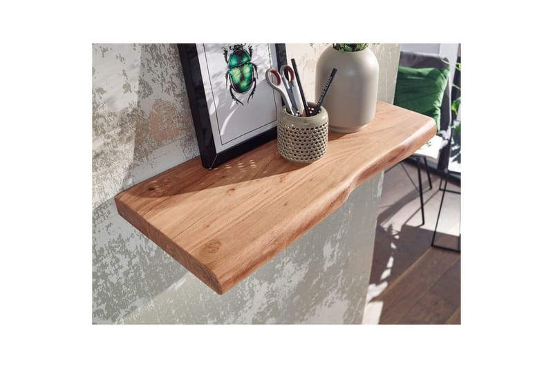 Vägghylla Wohnling träkant, massivt trä, flytande hylla, lantlig stil 40 cm - 40 cm - Möbler - TV- & Mediamöbler - TV-hylla