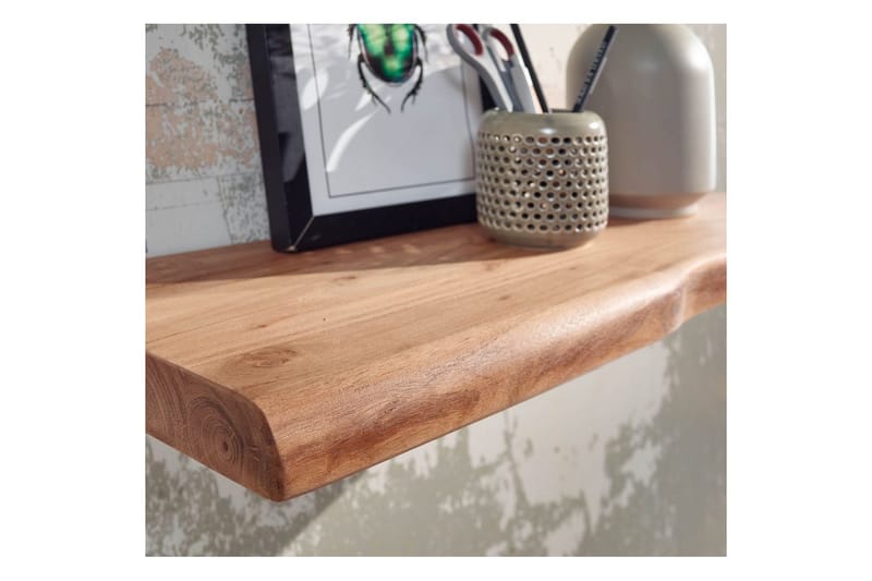 Vägghylla Wohnling träkant, massivt trä, flytande hylla, lantlig stil 40 cm - 40 cm - Möbler - TV- & Mediamöbler - TV-hylla