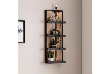 Vägghylla Wohnling Träkant Solid Trä Metallram med 4 Hyllor Industriell - Förvaring - Hylla - Vägghylla