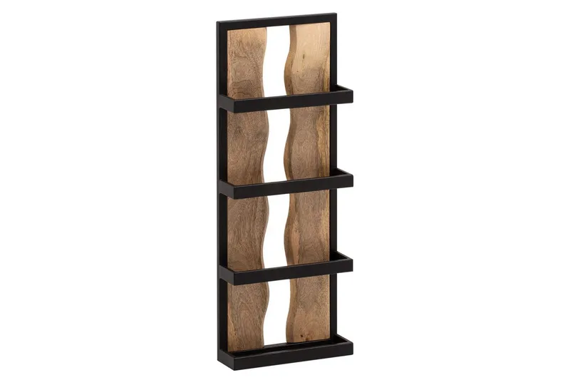 Vägghylla Wohnling Träkant Solid Trä Metallram med 4 Hyllor Industriell - Förvaring - Hylla - Vägghylla