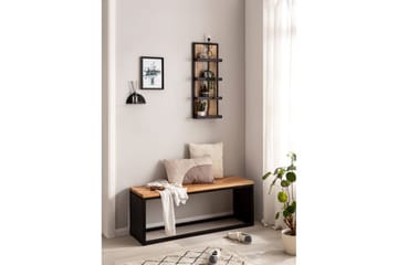 Vägghylla Wohnling Träkant Solid Trä Metallram med 4 Hyllor Industriell - Förvaring - Hylla - Vägghylla