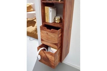 Vägghylla Wohnling Vägghylla i massivt trä, väggmonterad, 2 lådor, 150 cm, lantlig stil - Förvaring - Hylla - Vägghylla