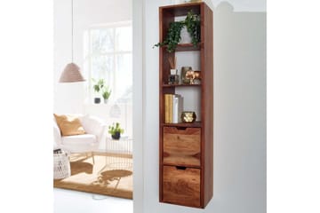 Vägghylla Wohnling Vägghylla i massivt trä, väggmonterad, 2 lådor, 150 cm, lantlig stil - Möbler - TV- & Mediamöbler - TV-hylla