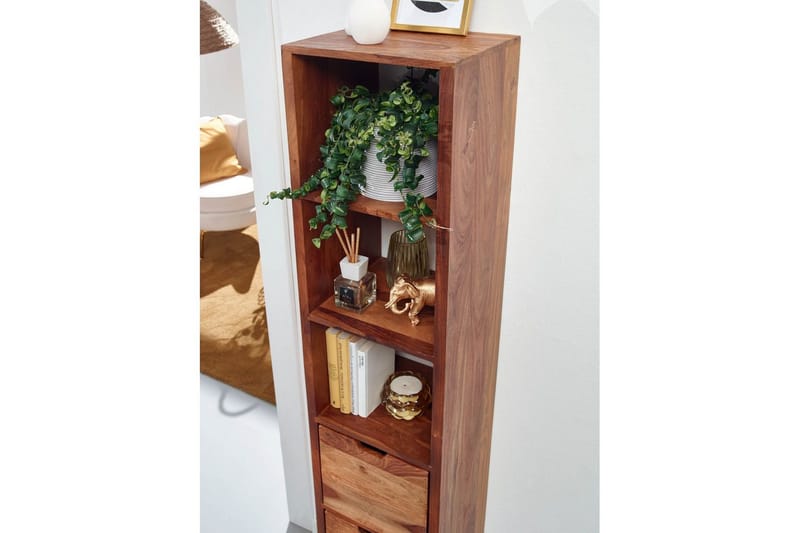 Vägghylla Wohnling Vägghylla i massivt trä, väggmonterad, 2 lådor, 150 cm, lantlig stil - Möbler - TV- & Mediamöbler - TV-hylla