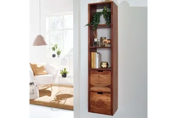 Vägghylla Wohnling Vägghylla i massivt trä, väggmonterad, 2 lådor, 150 cm, lantlig stil - Förvaring - Hylla - Vägghylla