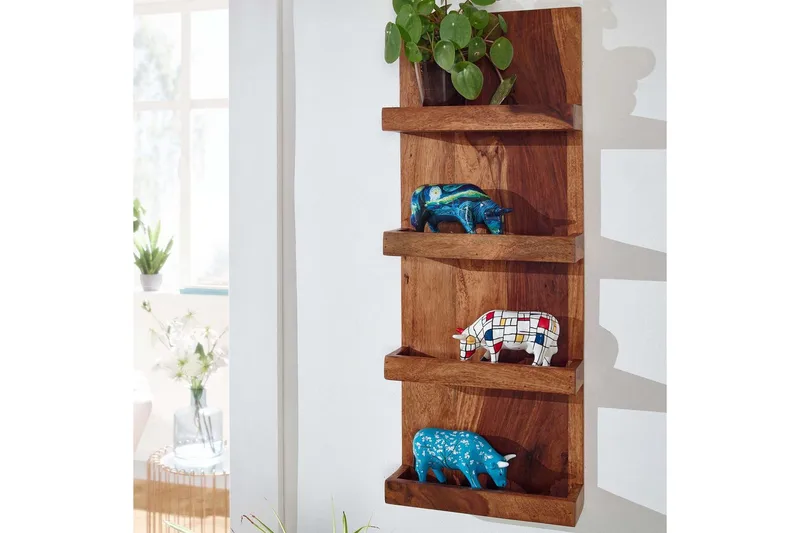 Vägghylla Wohnling Vägghylla i massivt trä, väggmonterad, 30X80 cm, lantlig stil - Förvaring - Hylla - Vägghylla