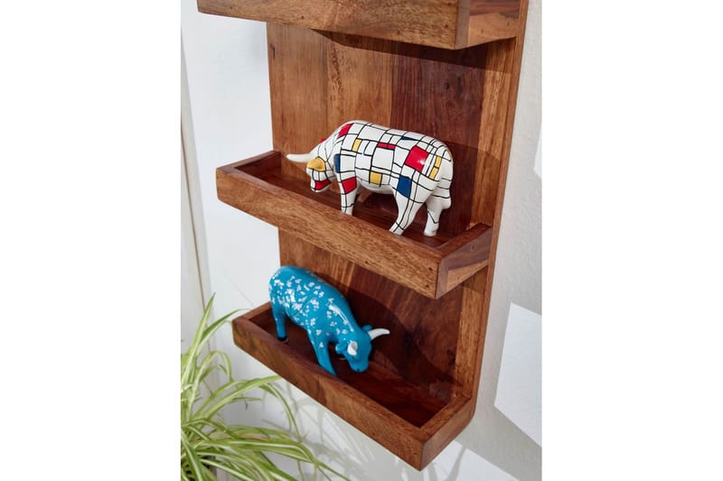 Vägghylla Wohnling Vägghylla i massivt trä, väggmonterad, 30X80 cm, lantlig stil - Möbler - TV- & Mediamöbler - TV-hylla