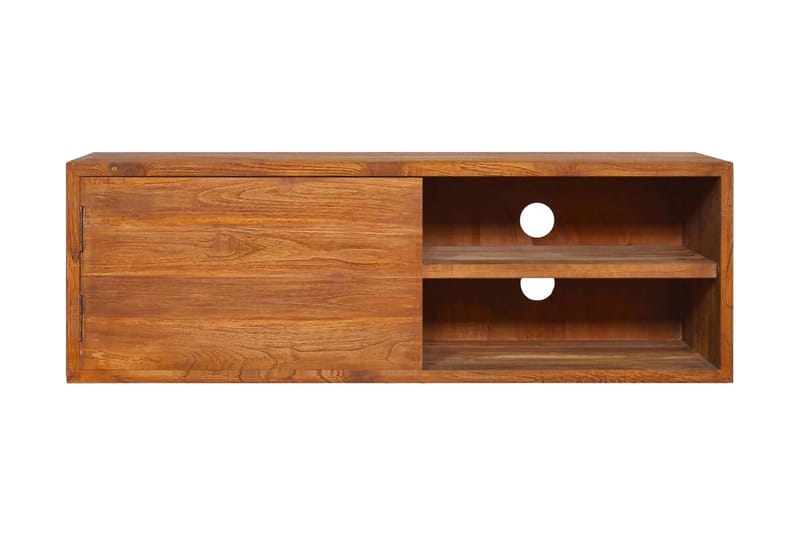 Väggmonterad TV-bänk 90x30x30 cm massiv teak - Brun - TV bänk & mediabänk