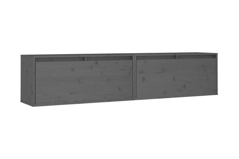 Väggskåp 2 st grå 80x30x35 cm massiv furu - Grå - TV bänk & mediabänk