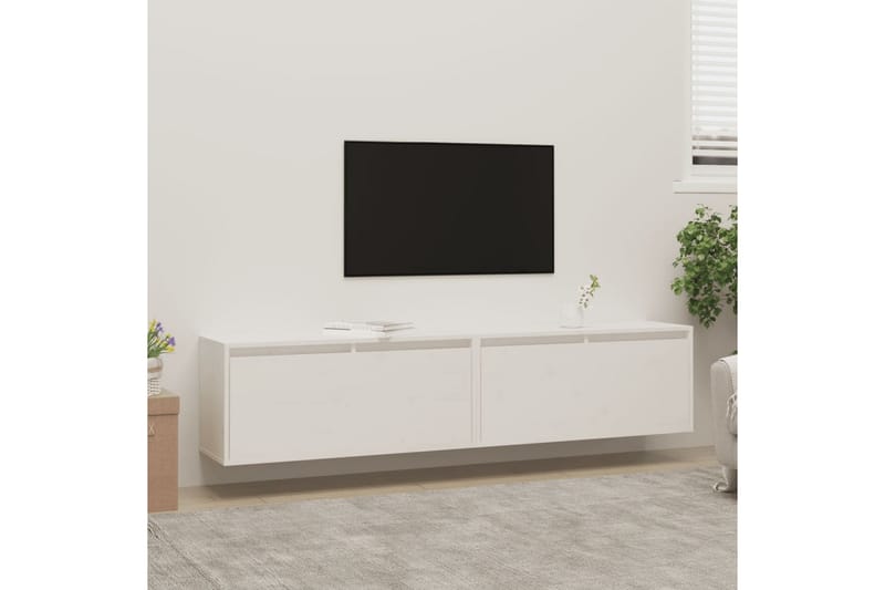 Väggskåp 2 st vit 80x30x35 cm massiv furu - Vit - TV bänk & mediabänk