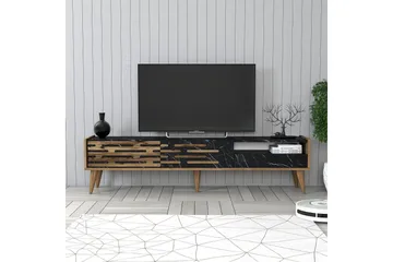 Valensiya Tv-bänk 180 cm - Valnöt/Svart/Marmor - Möbler - TV- & Mediamöbler - TV bänk & mediabänk