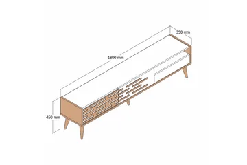 Valensiya Tv-bänk 180 cm - Valnöt/Svart/Marmor - Möbler - TV- & Mediamöbler - TV bänk & mediabänk