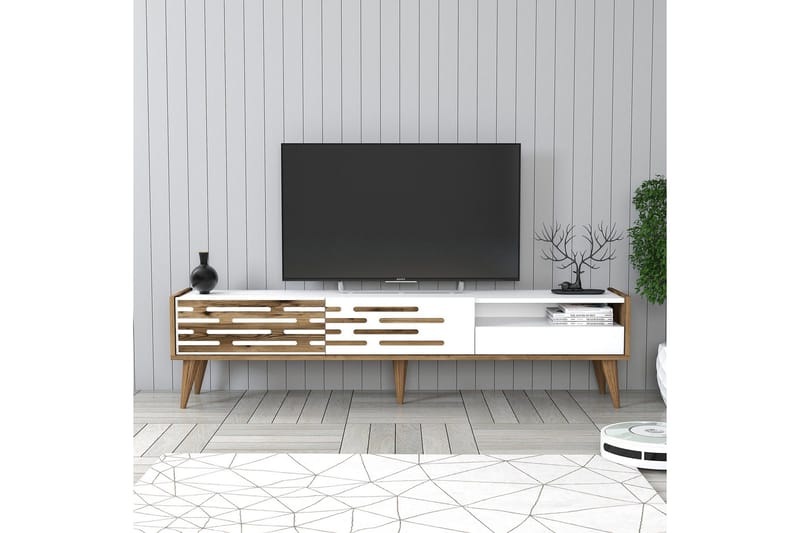 Valensiya Tv-bänk 180 cm - Valnöt/Vit - Möbler - TV- & Mediamöbler - TV bänk & mediabänk