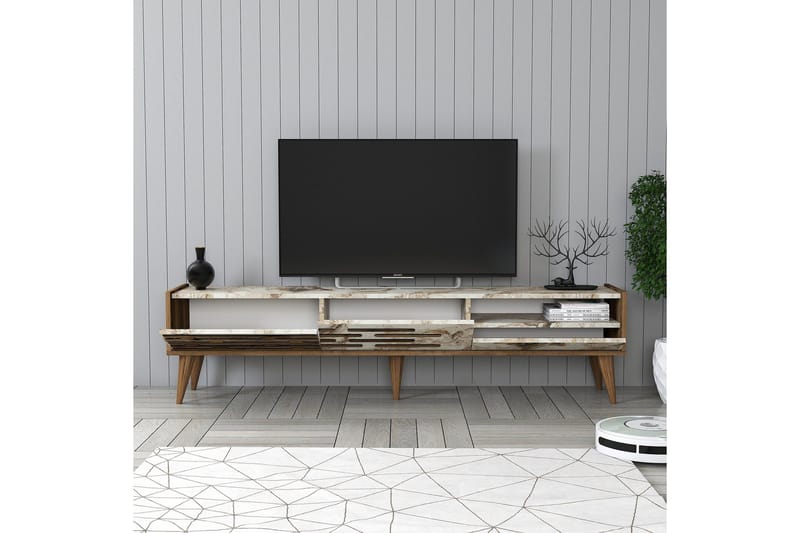 Valensiya Tv-bänk 180 cm - Valnöt/Vit - Möbler - TV- & Mediamöbler - TV bänk & mediabänk