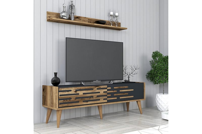 Valensiya Tv-möbelset 140x45 cm - Valnöt/Antracit - Möbler - TV- & Mediamöbler - TV-möbelset